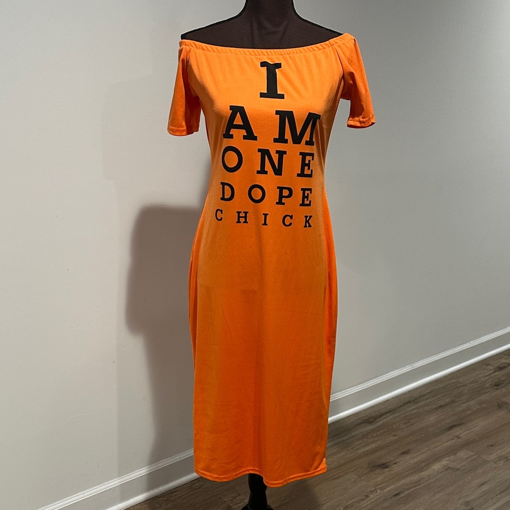 Orange Off-Shoulder Dress